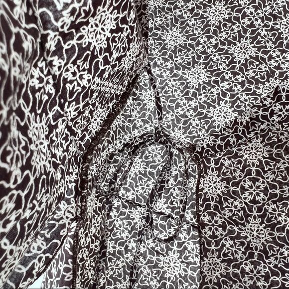 1990 wrap shirt peplum cotton print cap sleeve woman’s size large - Picture 11 of 11